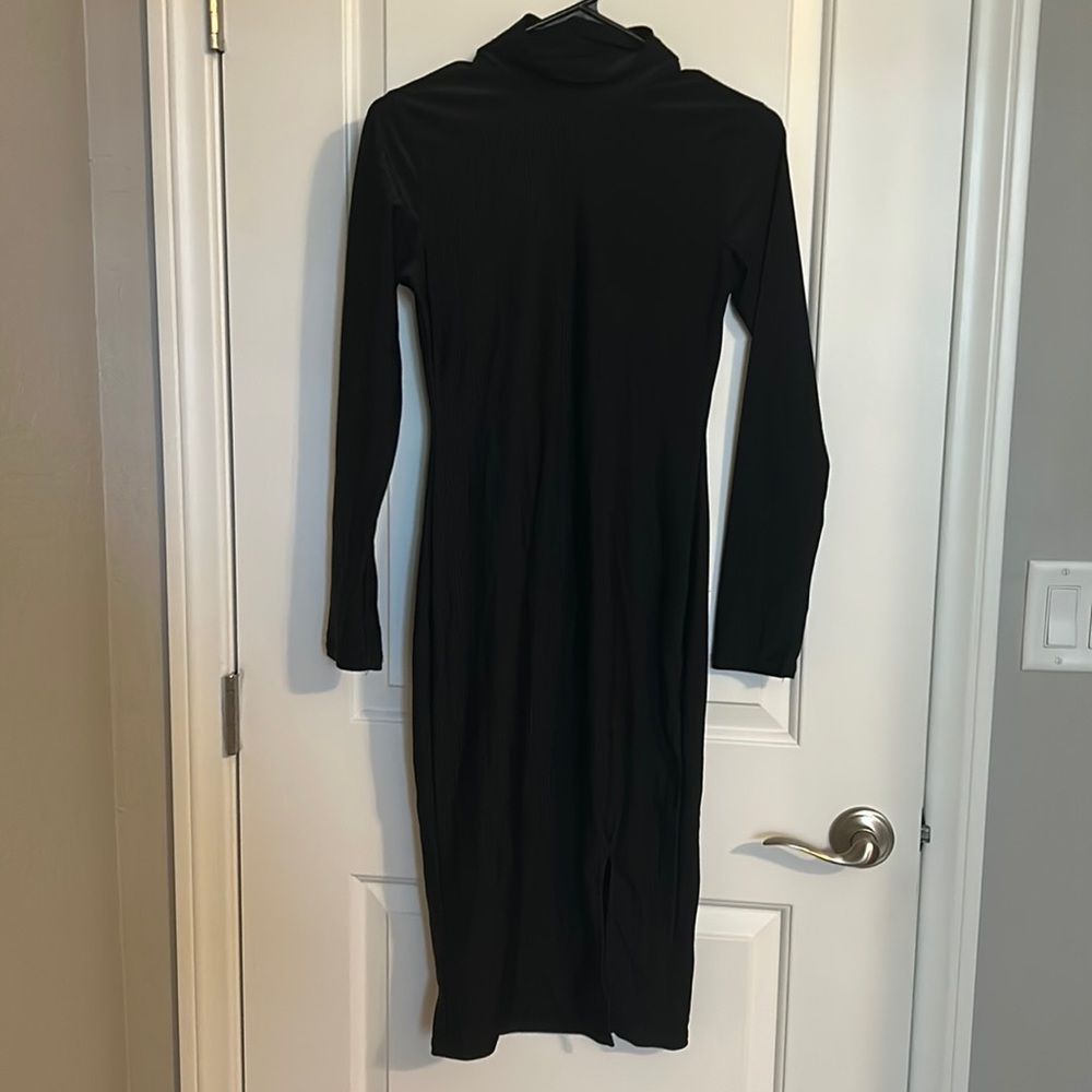Black, turtle neck, long sleeve dress